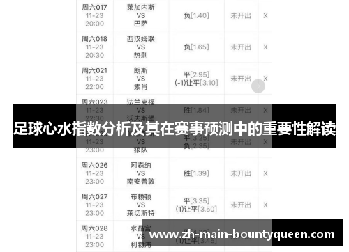 足球心水指数分析及其在赛事预测中的重要性解读